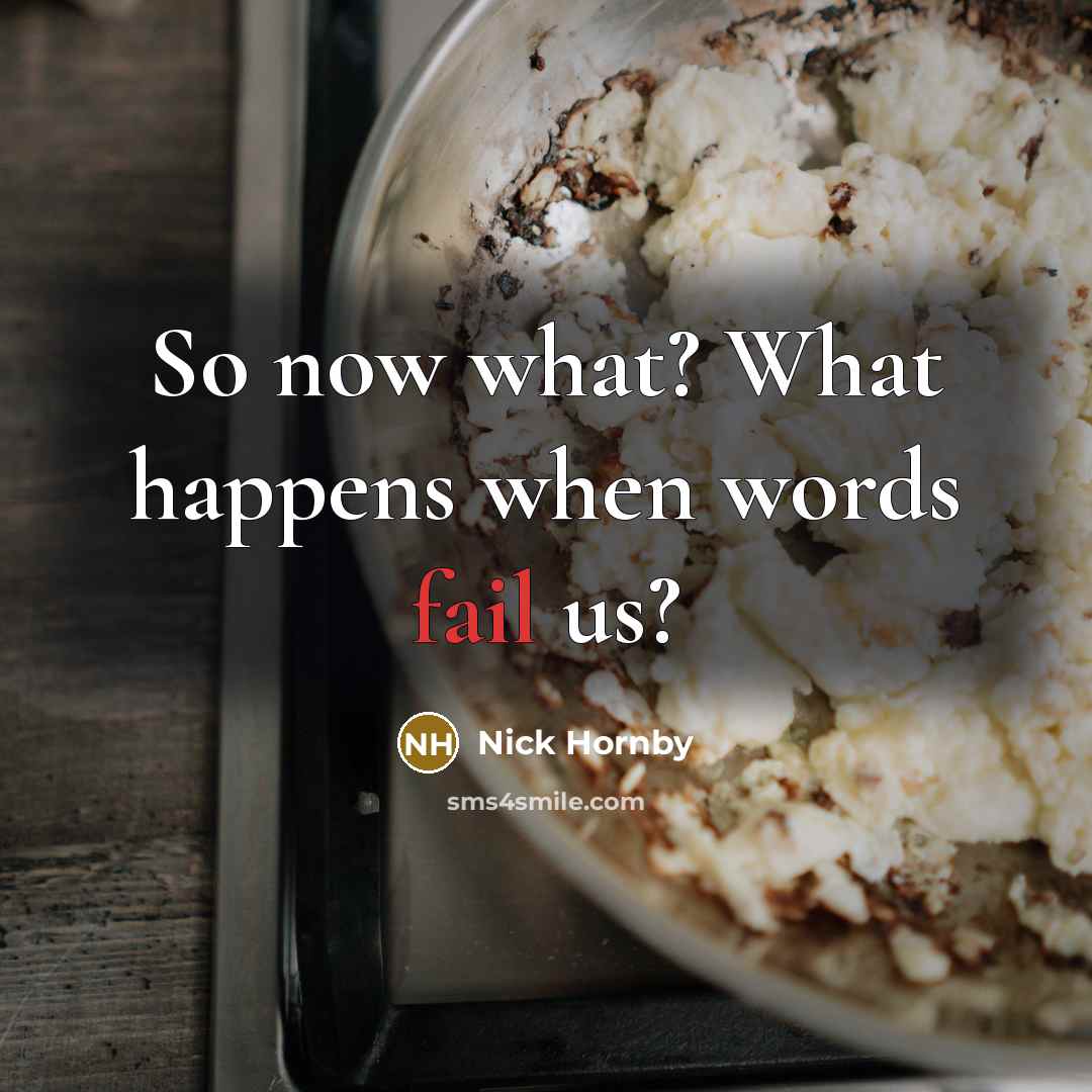 “So now what? What happens when words fail us?…” quote by Nick Hornby