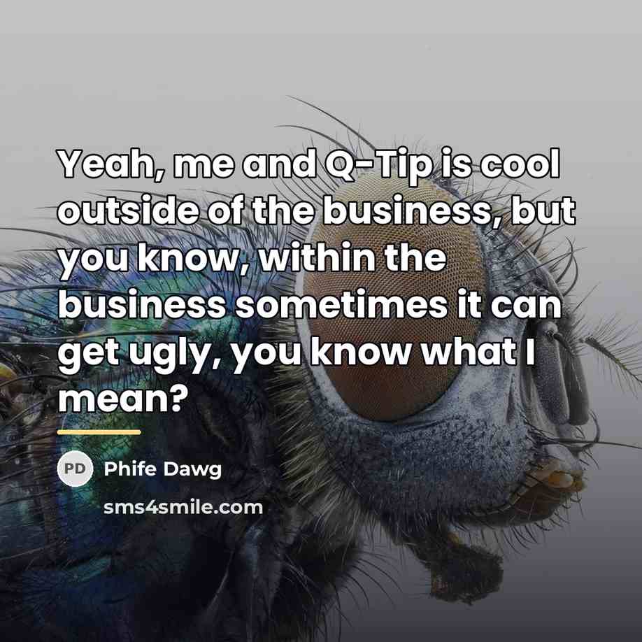 “Yeah, me and Q-Tip is cool outside of the business,…” quote by Phife Dawg