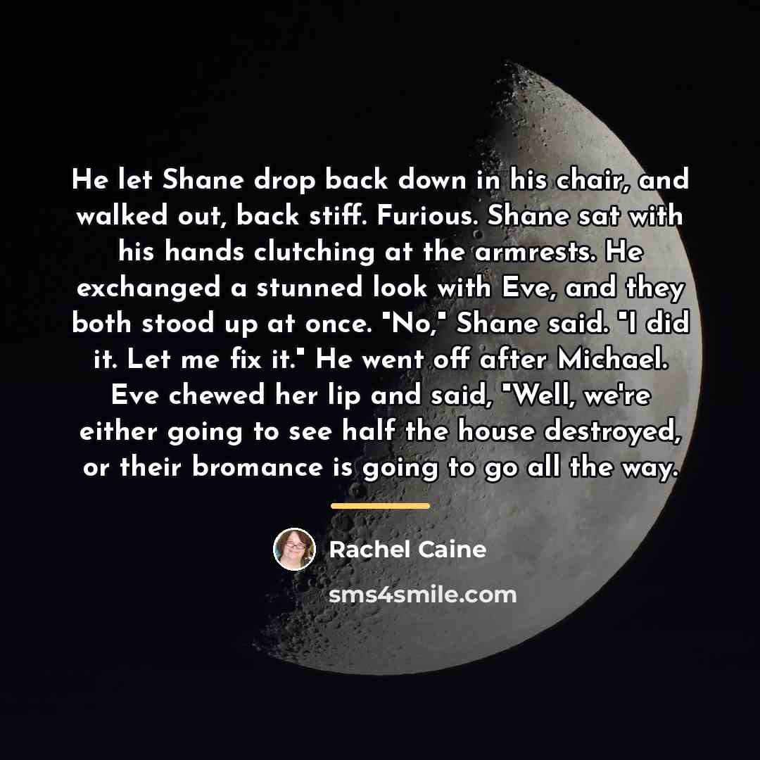 “He let Shane drop back down in his chair, and…” quote by Rachel Caine