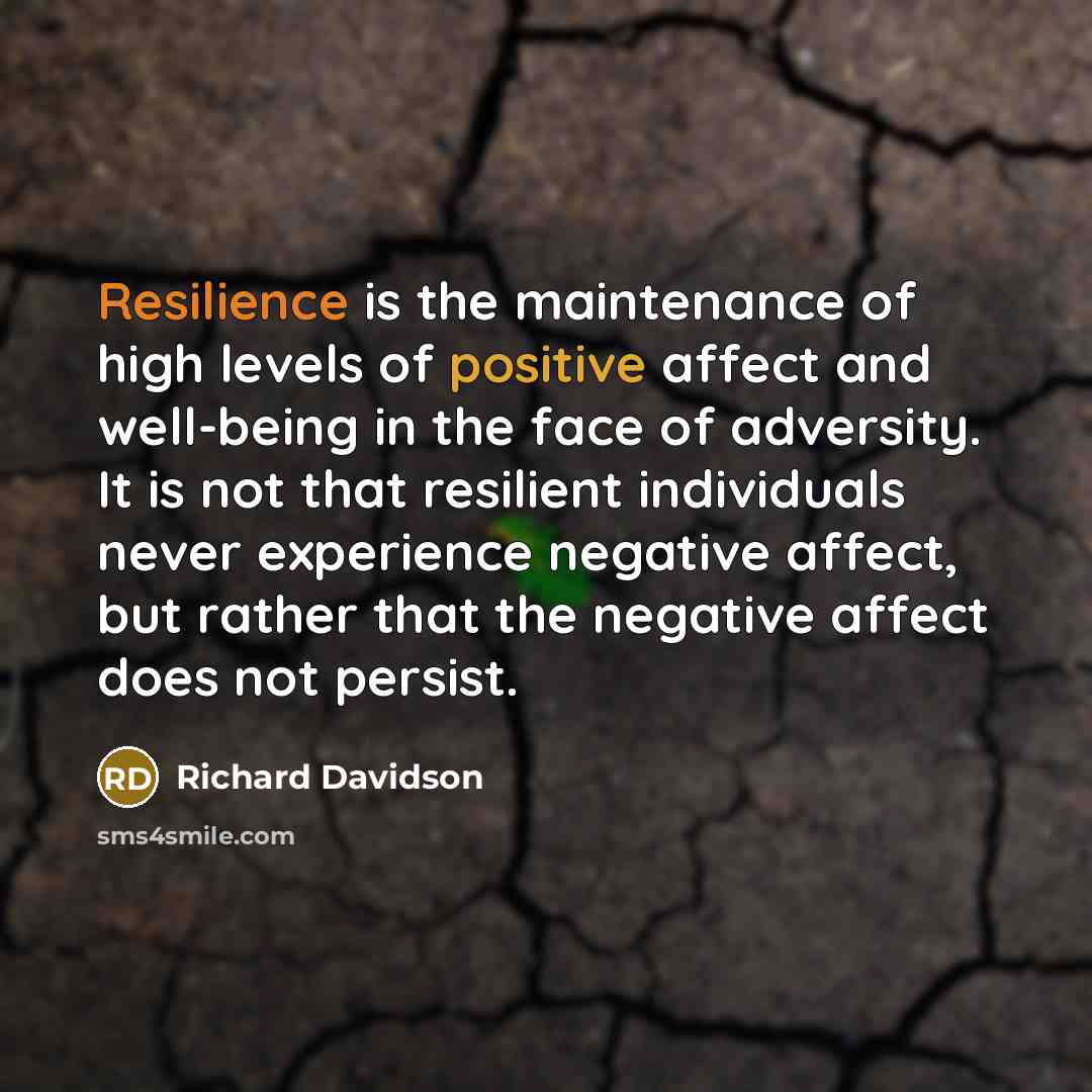 “Resilience is the maintenance of high levels of positive affect…” quote by Richard Davidson