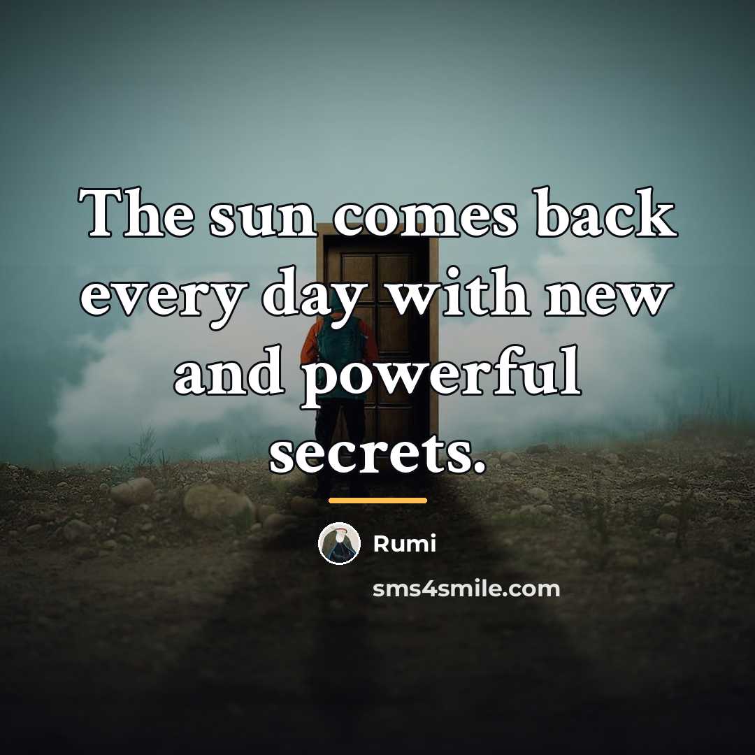 “The sun comes back every day with new and powerful…” quote by Rumi