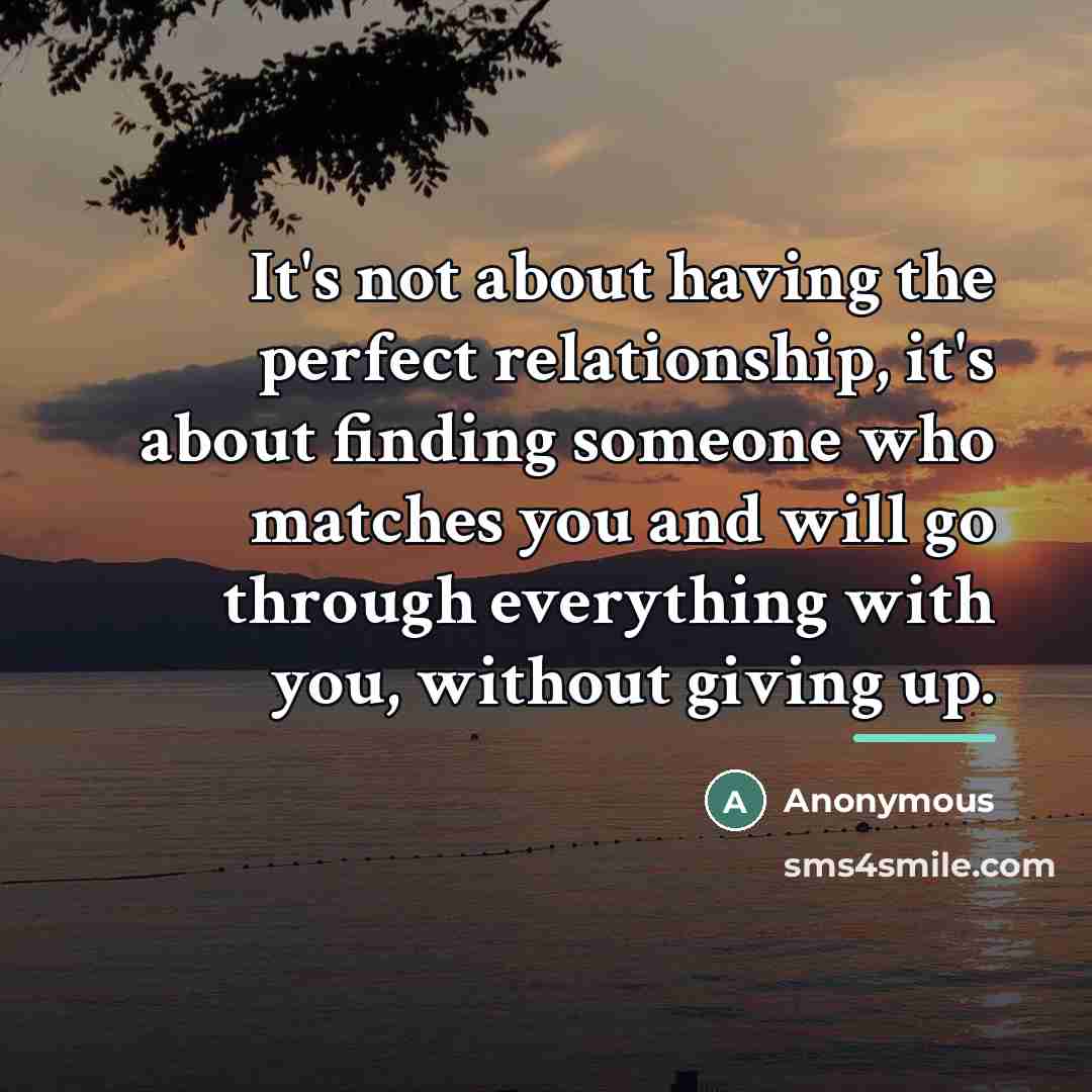 “It's not about having the perfect relationship, it's about finding…” quote by Anonymous