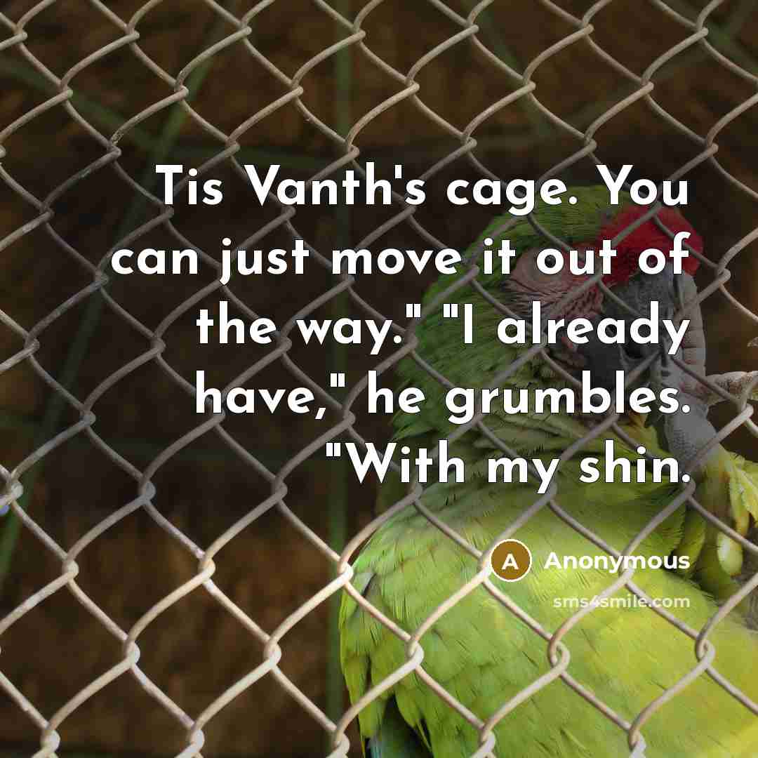 “Tis Vanth's cage. You can just move it out of…” quote by Anonymous