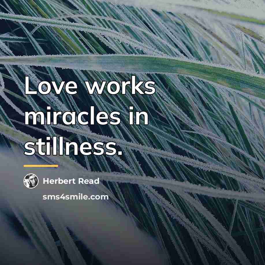 “Love works miracles in stillness.…” quote by Herbert Read