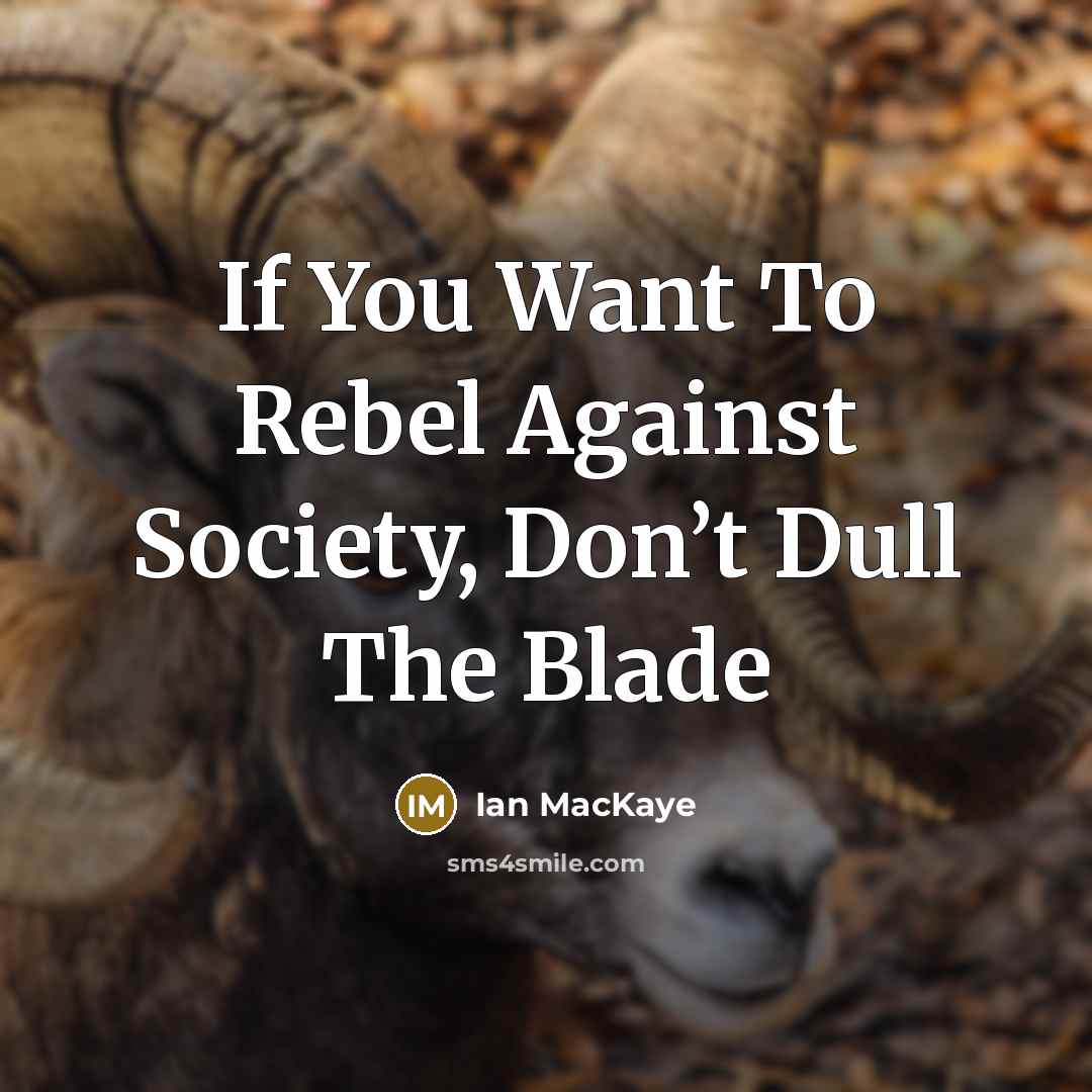 “If You Want To Rebel Against Society, Don’t Dull The Blade” quote by Ian MacKaye
