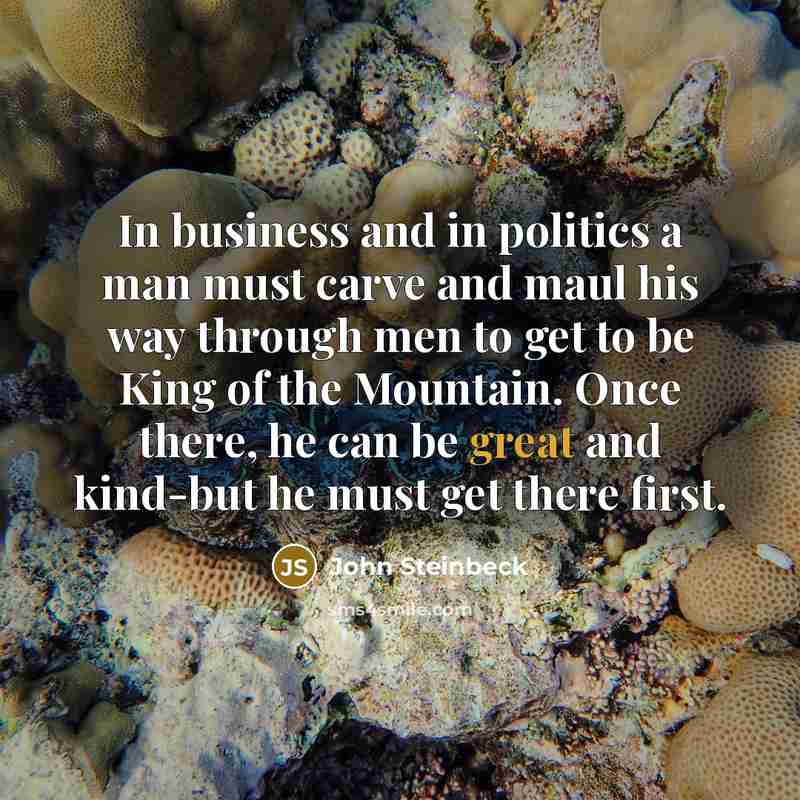 “In business and in politics a man must carve and…” quote by John Steinbeck