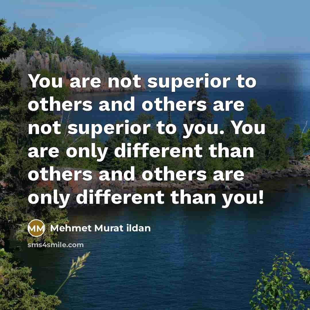 “You are not superior to others and others are not…” quote by Mehmet Murat Ildan