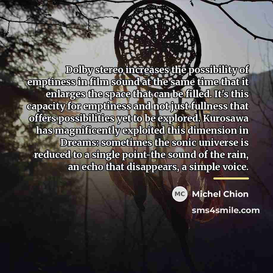 “Dolby stereo increases the possibility of emptiness in film sound…” quote by Michel Chion