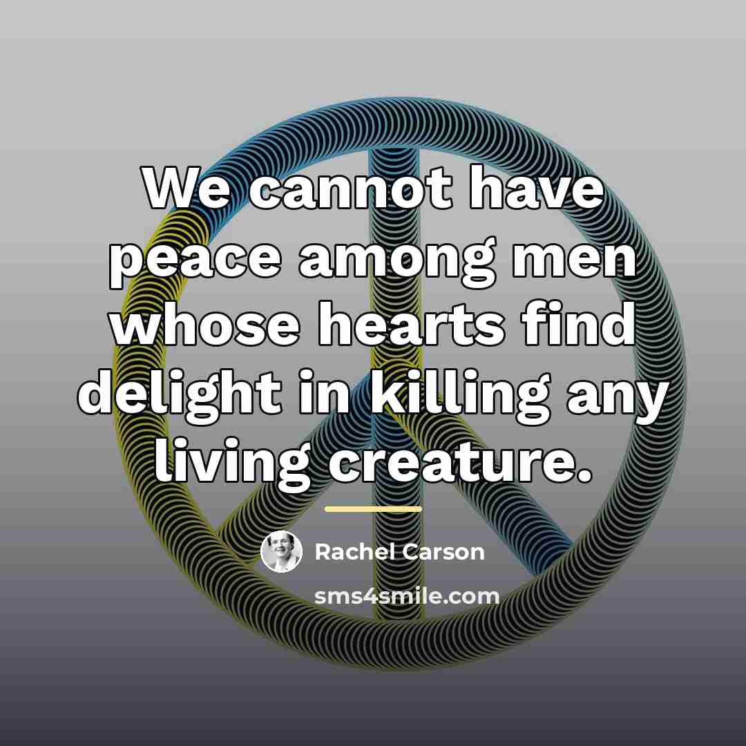 “We cannot have peace among men whose hearts find delight…” quote by Rachel Carson