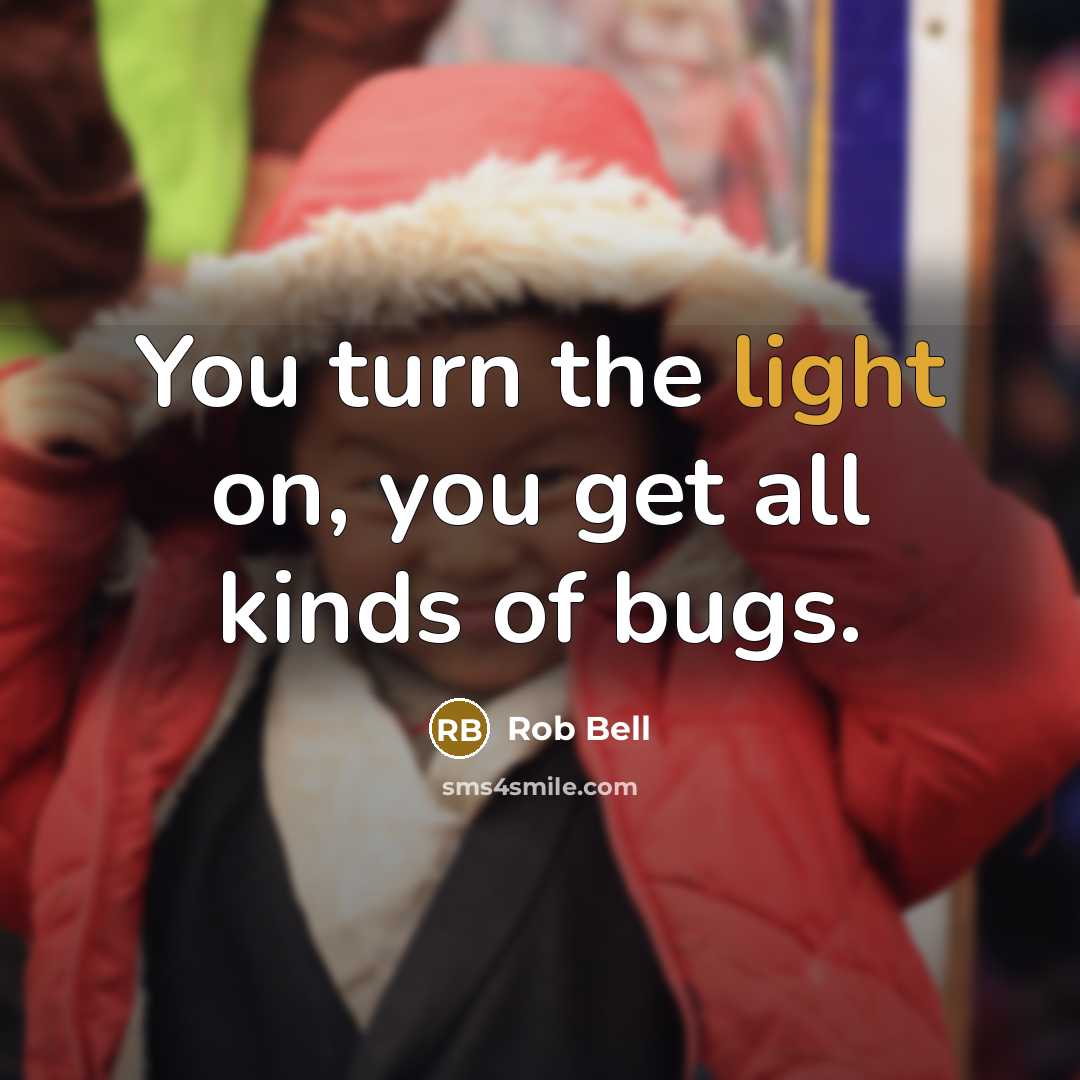 “You turn the light on, you get all kinds of…” quote by Rob Bell