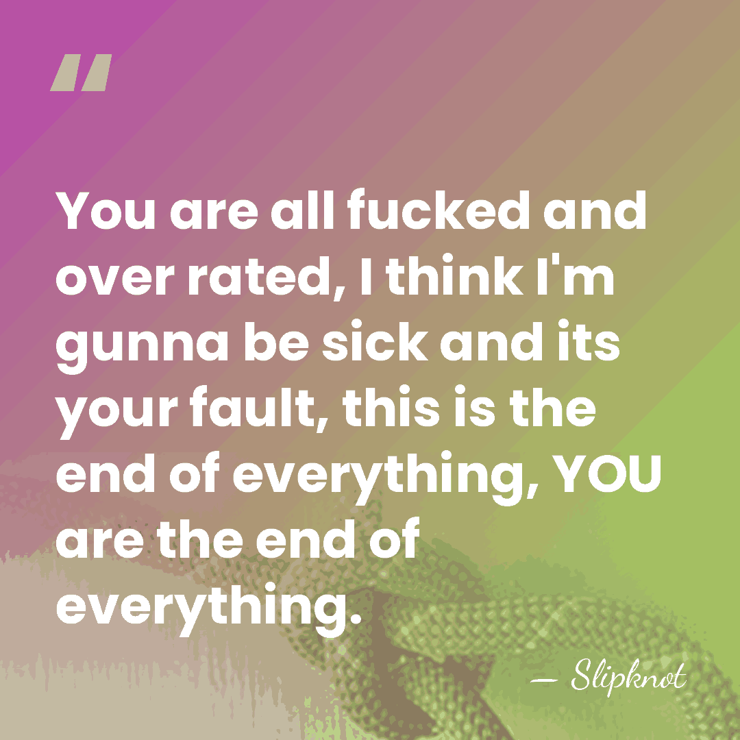You are all fucked and over rated, I think I'm gunna be&hellip; - Slipknot
