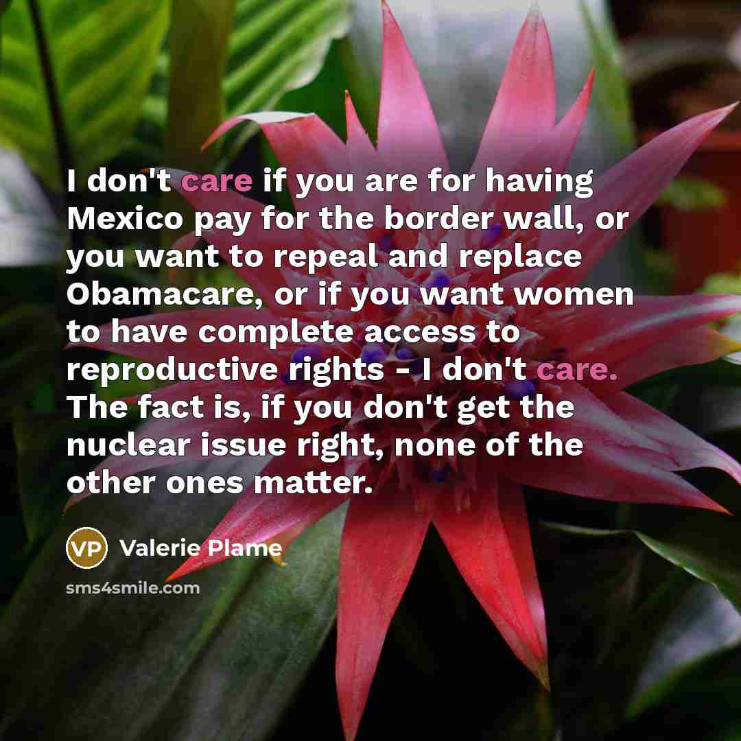 “I don't care if you are for having Mexico pay…” quote by Valerie Plame
