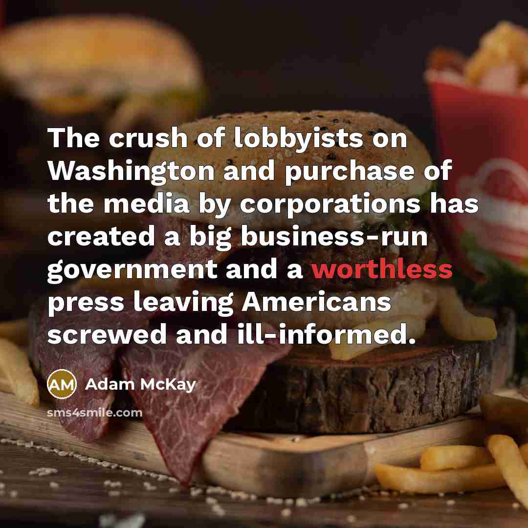 “The crush of lobbyists on Washington and purchase of the…” quote by Adam McKay