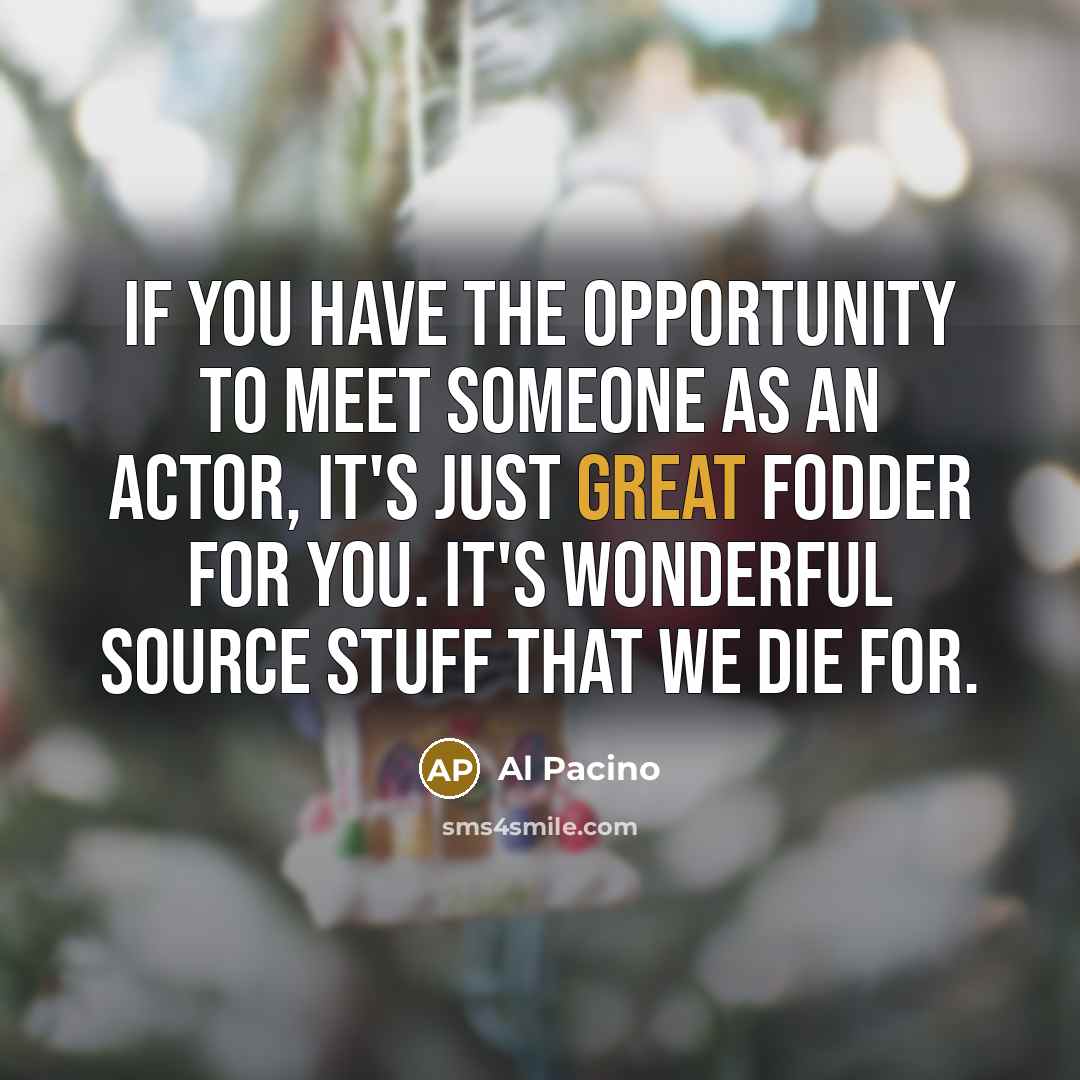 “If you have the opportunity to meet someone as an…” quote by Al Pacino
