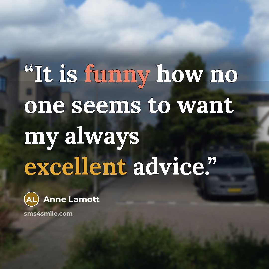 “It is funny how no one seems to want my always excellent advice.” quote by Anne Lamott