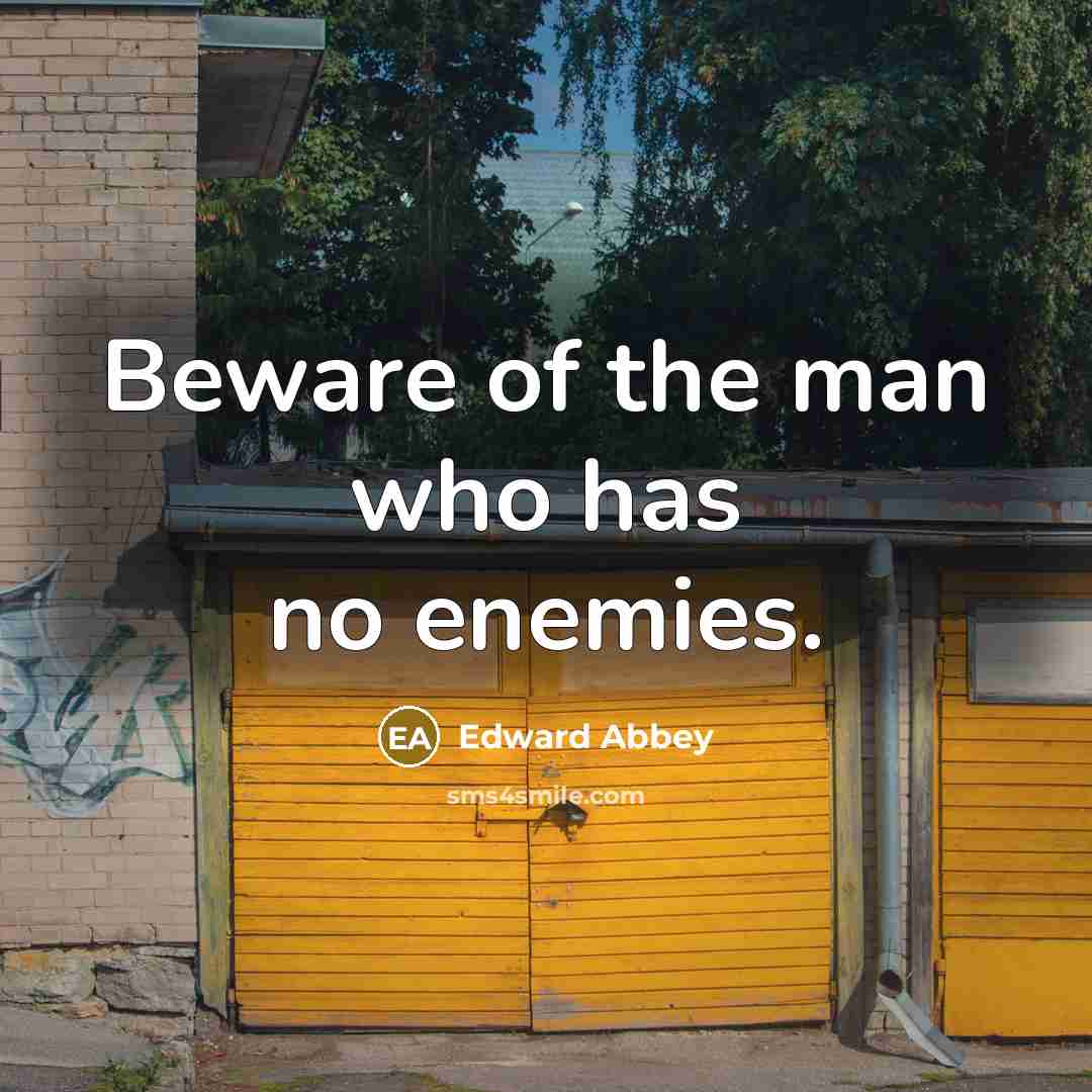“Beware of the man who has no enemies.…” quote by Edward Abbey