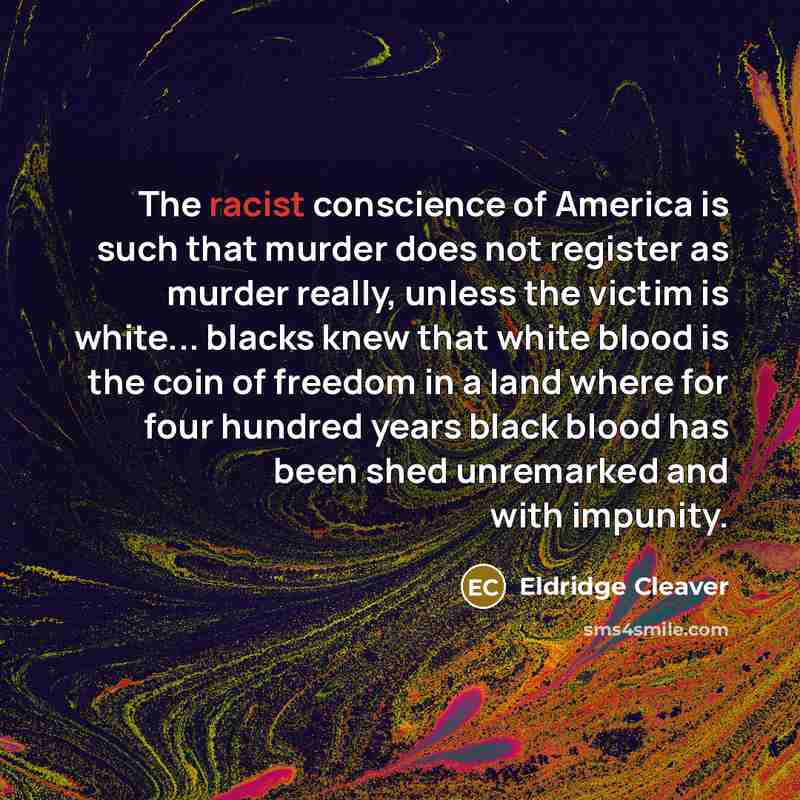 “The racist conscience of America is such that murder does…” quote by Eldridge Cleaver