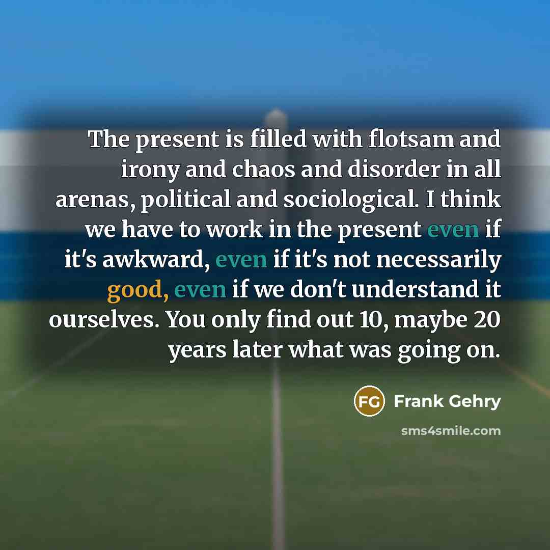 “The present is filled with flotsam and irony and chaos…” quote by Frank Gehry