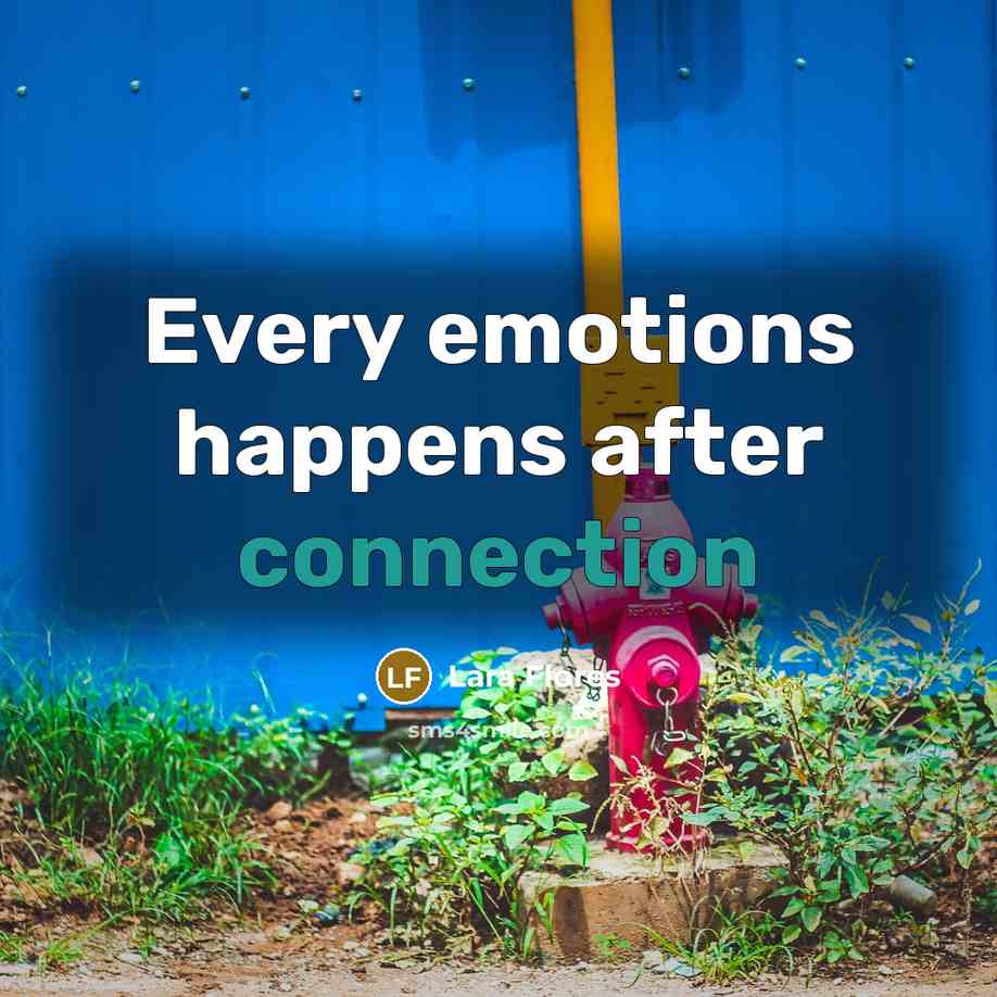 “Every emotions happens after connection” quote by Lara Flores