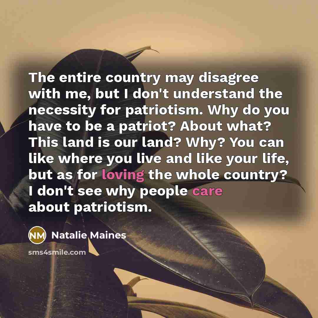 “The entire country may disagree with me, but I don't…” quote by Natalie Maines
