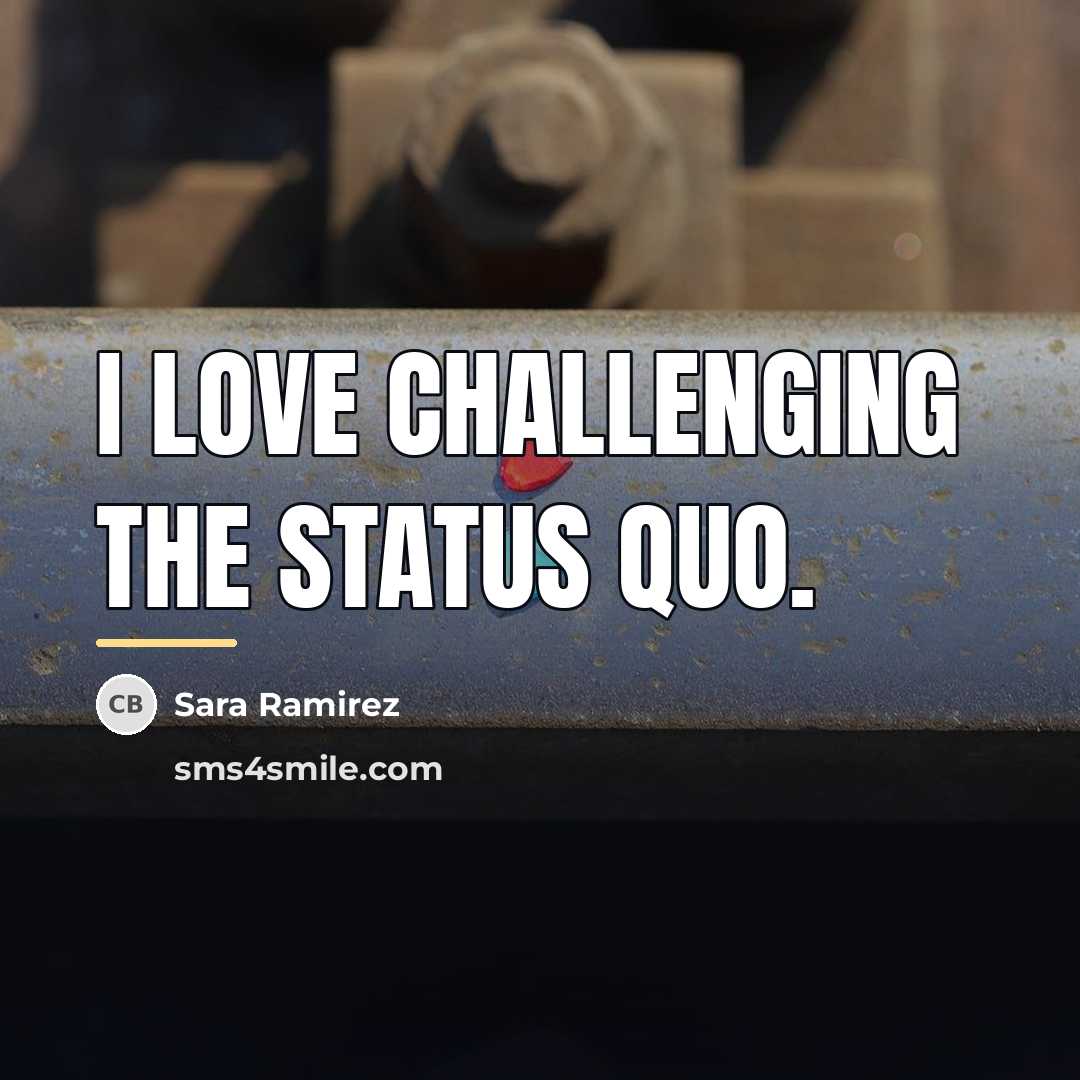“I love challenging the status quo.…” quote by Sara Ramirez