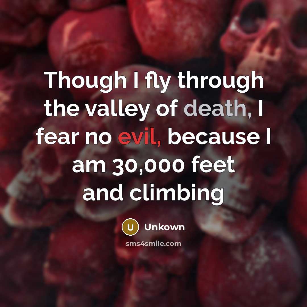 “Though I fly through the valley of death, I fear…” quote by Unkown