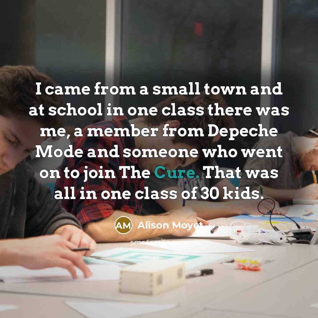 “I came from a small town and at school in…” quote by Alison Moyet