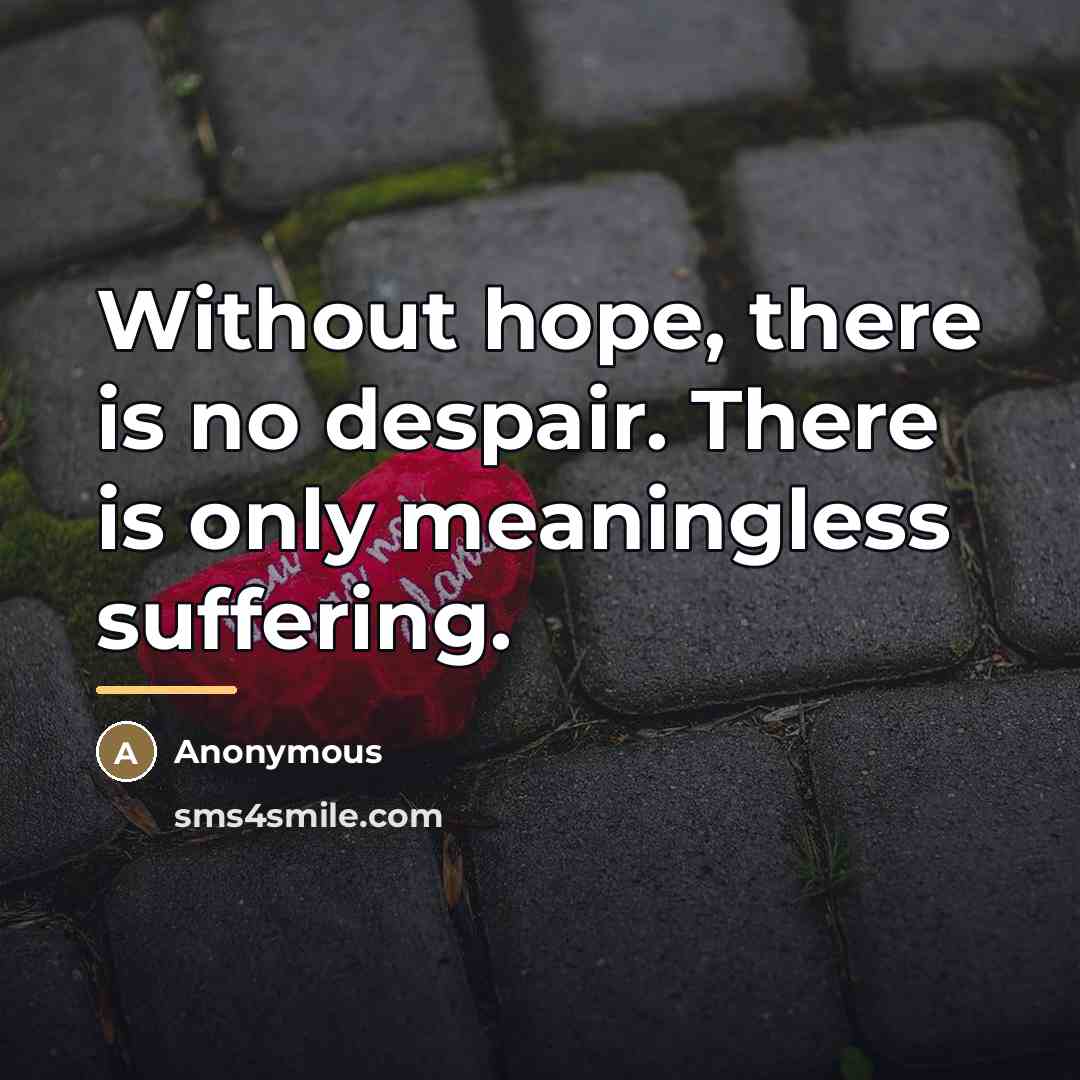 “Without hope, there is no despair. There is only meaningless…” quote by Anonymous