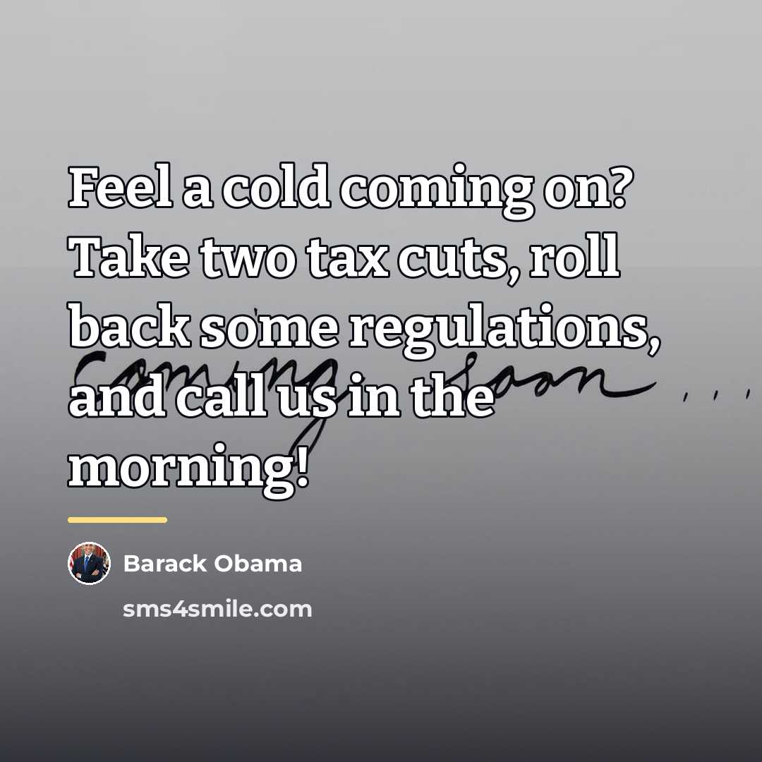“Feel a cold coming on? Take two tax cuts, roll…” quote by Barack Obama