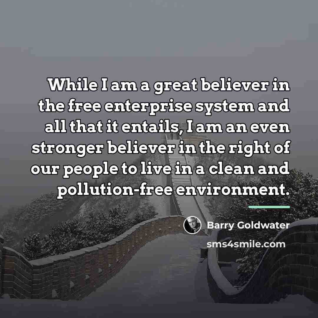 “While I am a great believer in the free enterprise…” quote by Barry Goldwater