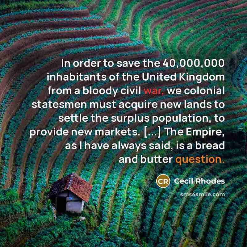 “In order to save the 40,000,000 inhabitants of the United…” quote by Cecil Rhodes