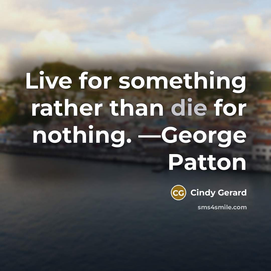 “Live for something rather than die for nothing. —George Patton” quote by Cindy Gerard