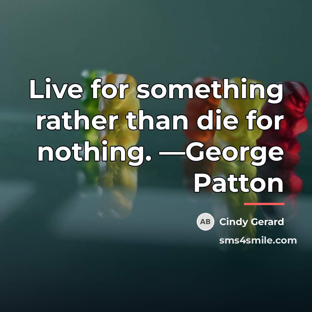 “Live for something rather than die for nothing. —George Patton…” quote by Cindy Gerard
