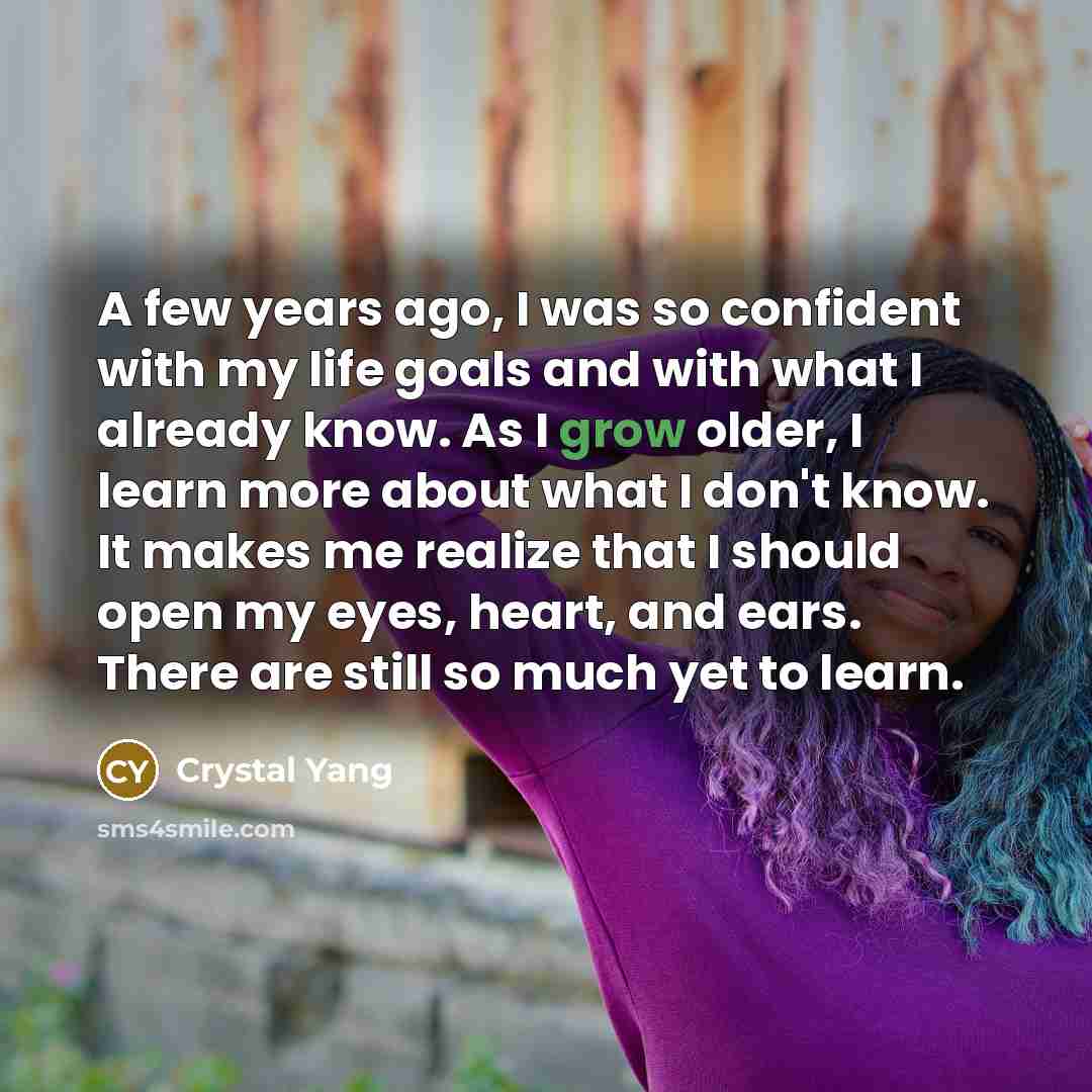 “A few years ago, I was so confident with my…” quote by Crystal Yang