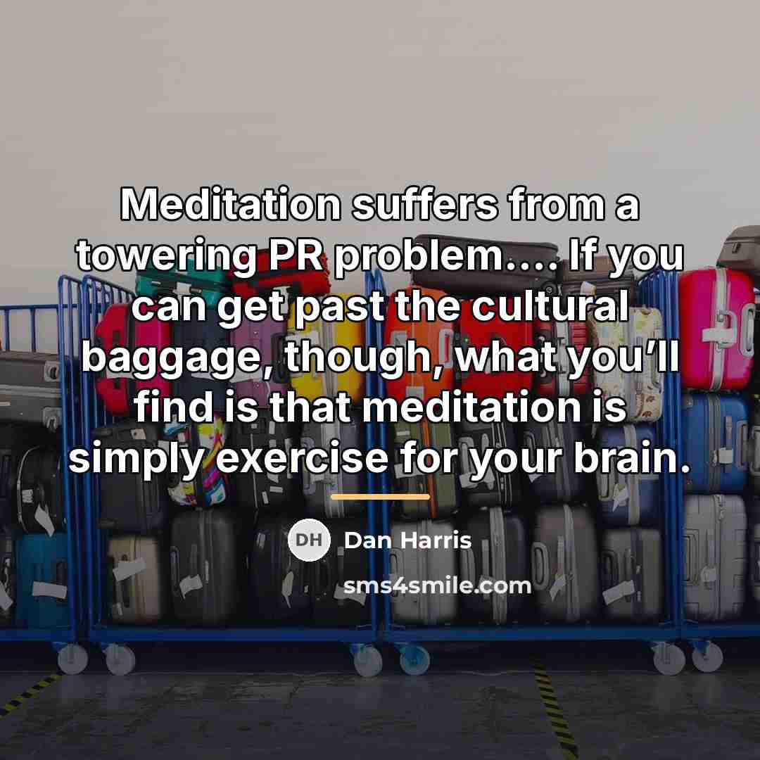 “Meditation suffers from a towering PR problem.… If you can…” quote by Dan Harris