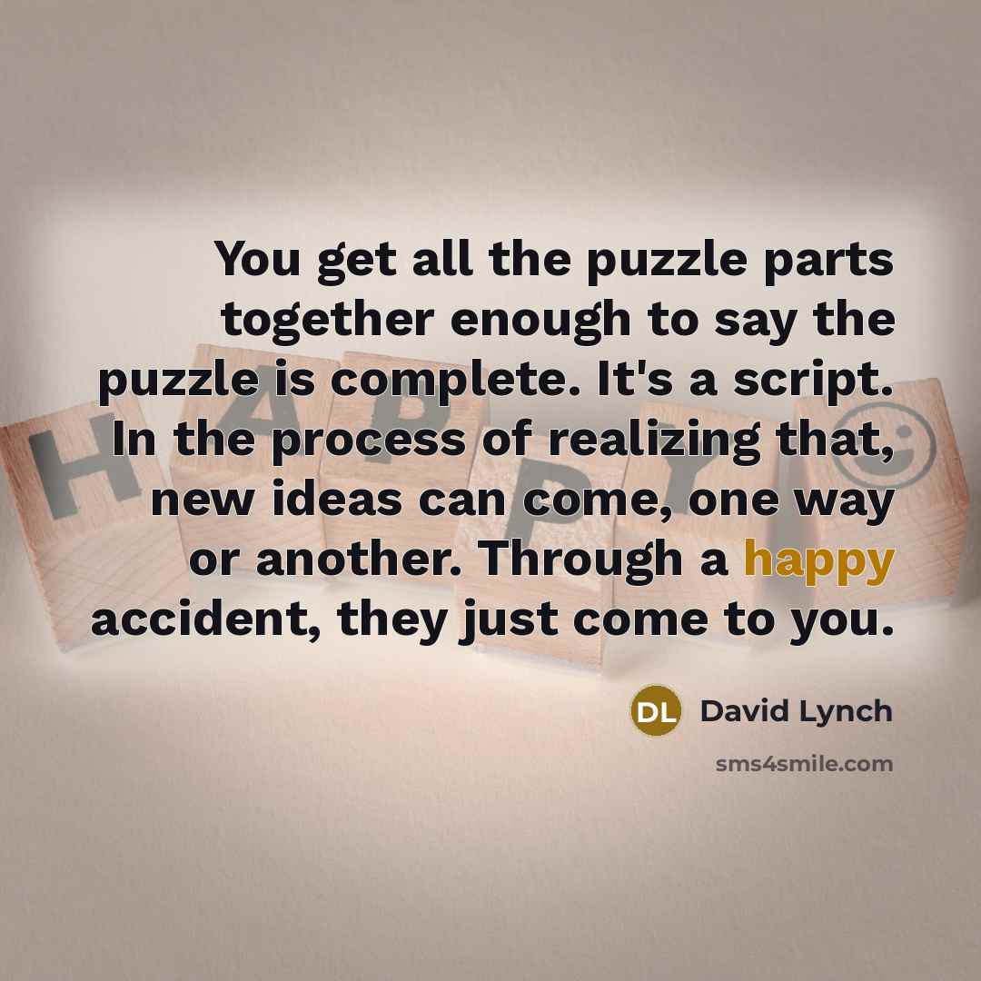 “You get all the puzzle parts together enough to say…” quote by David Lynch