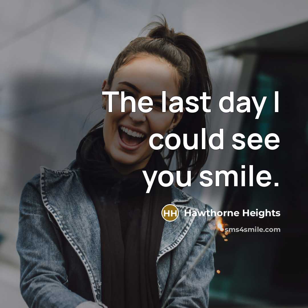 “The last day I could see you smile.…” quote by Hawthorne Heights