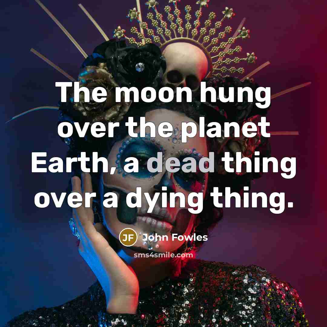 “The moon hung over the planet Earth, a dead thing…” quote by John Fowles