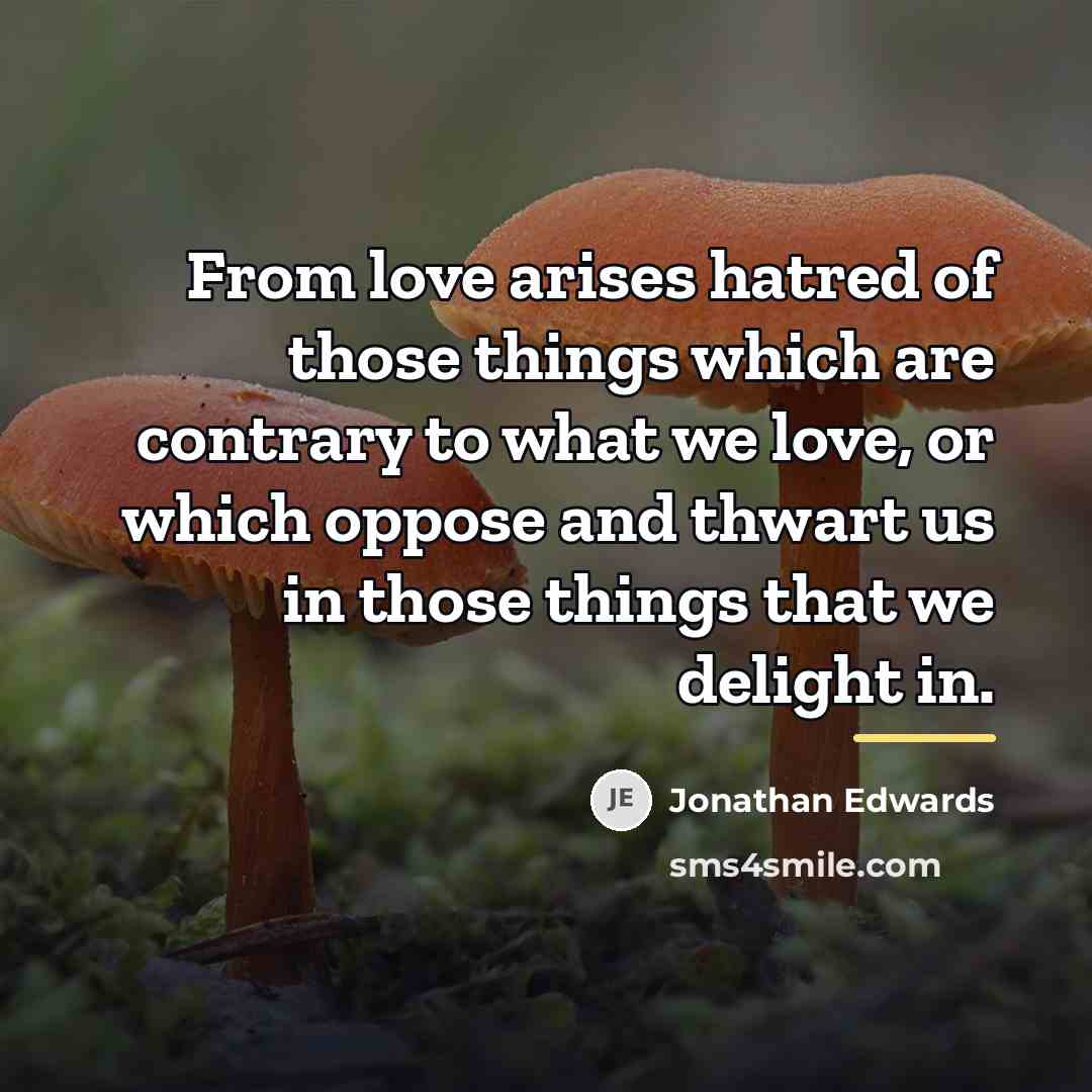 “From love arises hatred of those things which are contrary…” quote by Jonathan Edwards