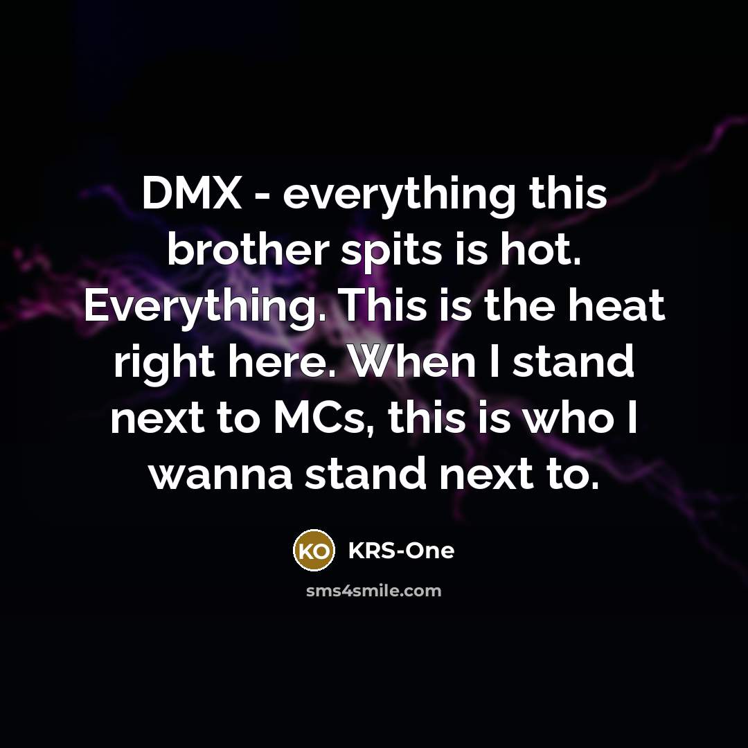 “DMX - everything this brother spits is hot. Everything. This…” quote by KRS-One