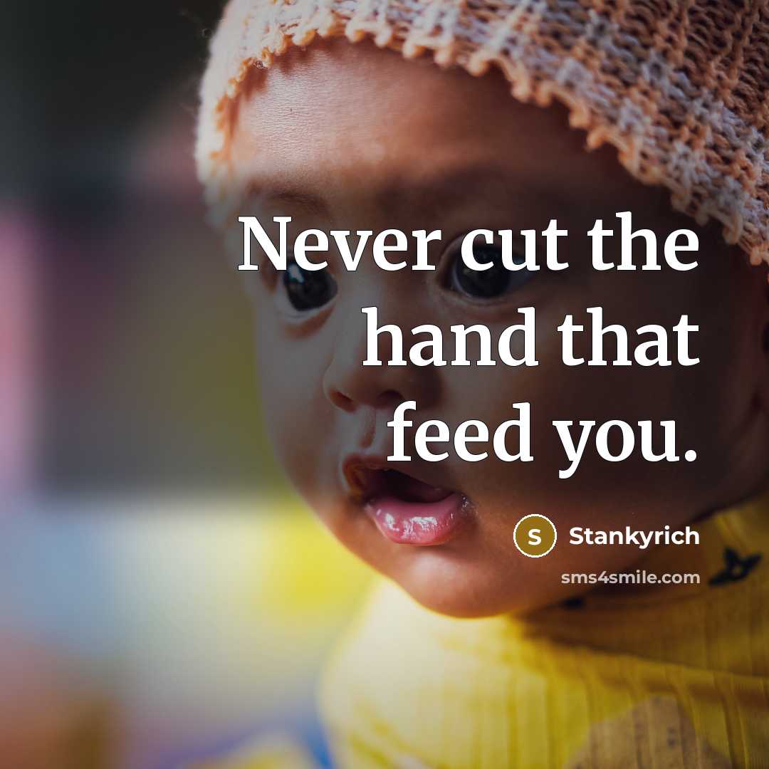 “Never cut the hand that feed you.…” quote by Stankyrich