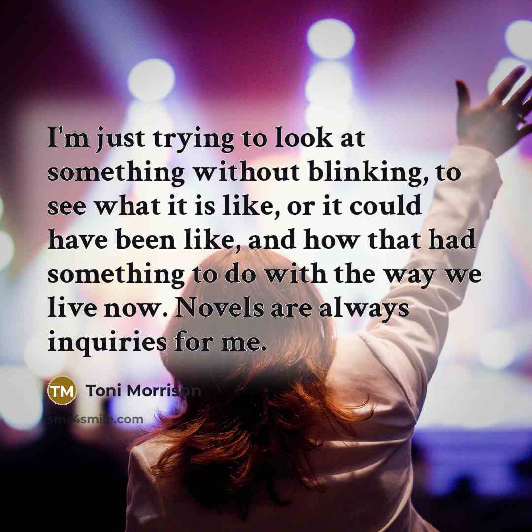 “I'm just trying to look at something without blinking, to…” quote by Toni Morrison