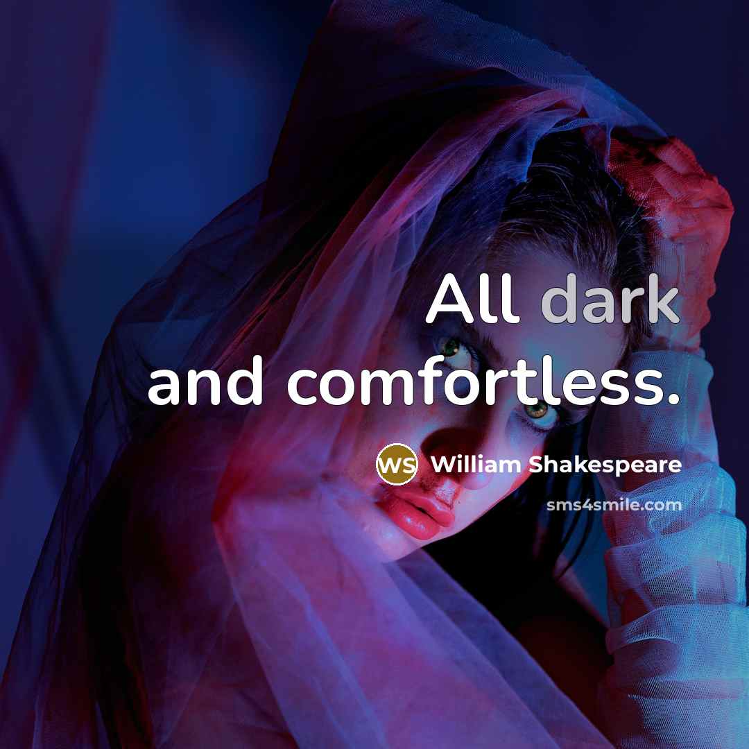 “All dark and comfortless.…” quote by William Shakespeare