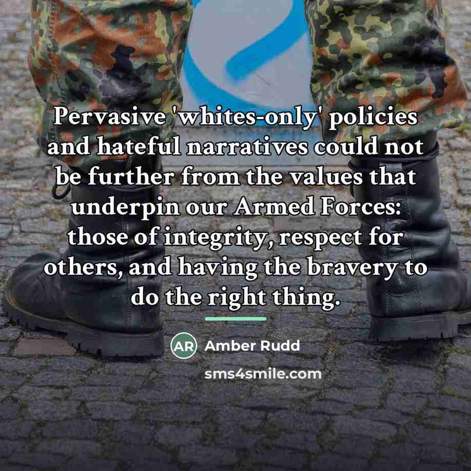 “Pervasive 'whites-only' policies and hateful narratives could not be further…” quote by Amber Rudd