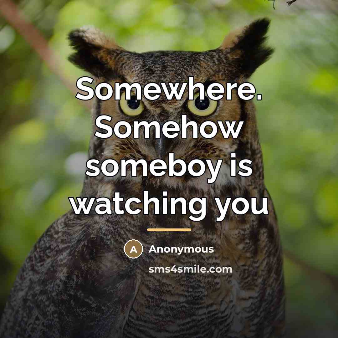“Somewhere. Somehow someboy is watching you…” quote by Anonymous