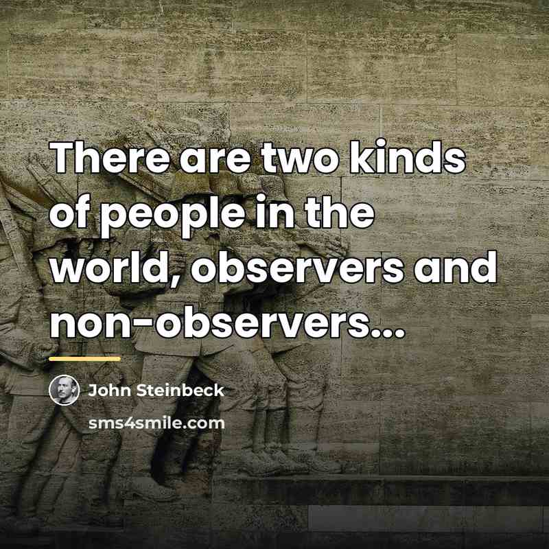 “There are two kinds of people in the world, observers…” quote by John Steinbeck