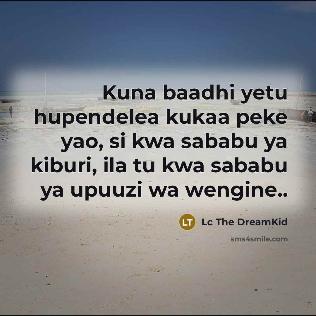 “Kuna baadhi yetu hupendelea kukaa peke yao, si kwa sababu…” quote by Lc The DreamKid