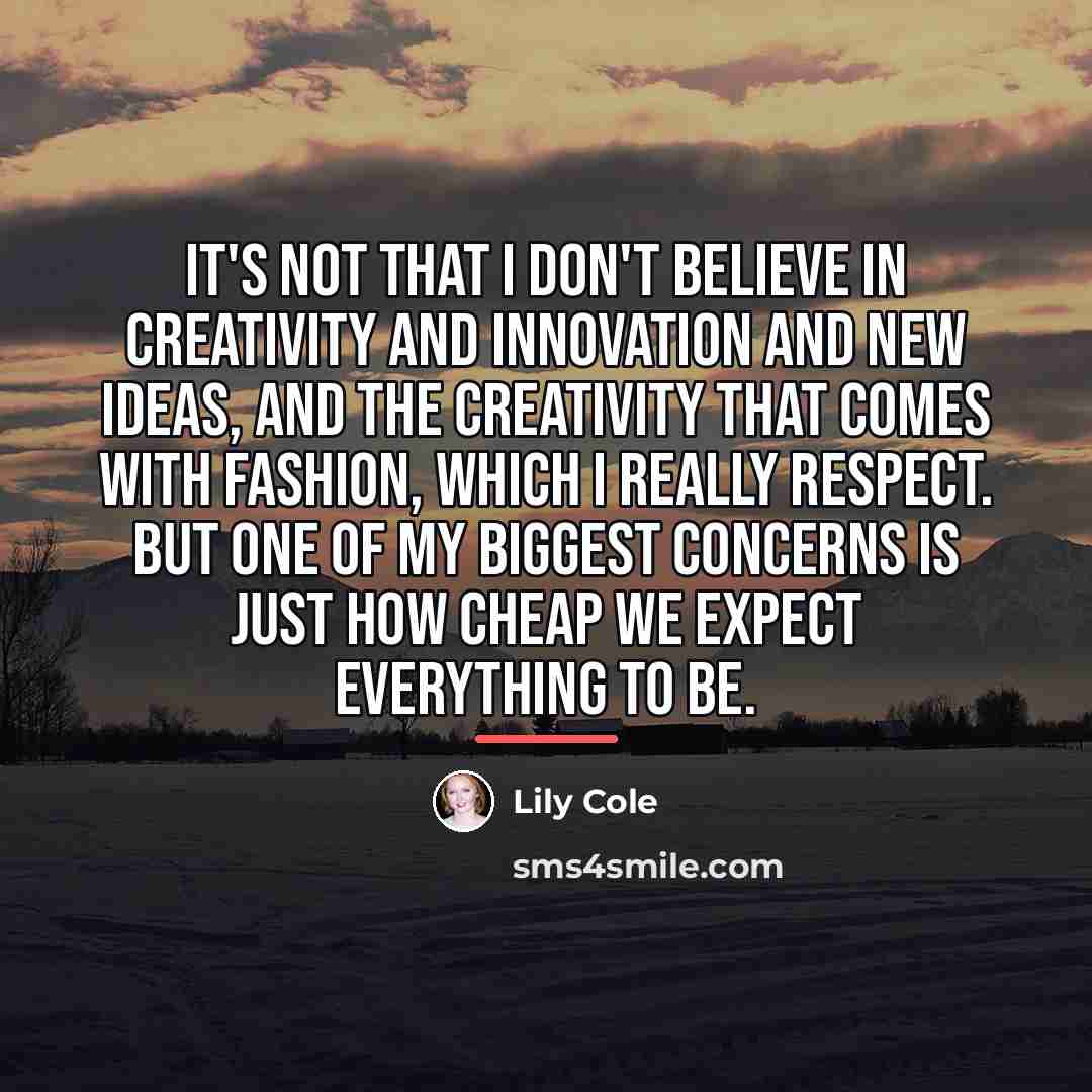 “It's not that I don't believe in creativity and innovation…” quote by Lily Cole
