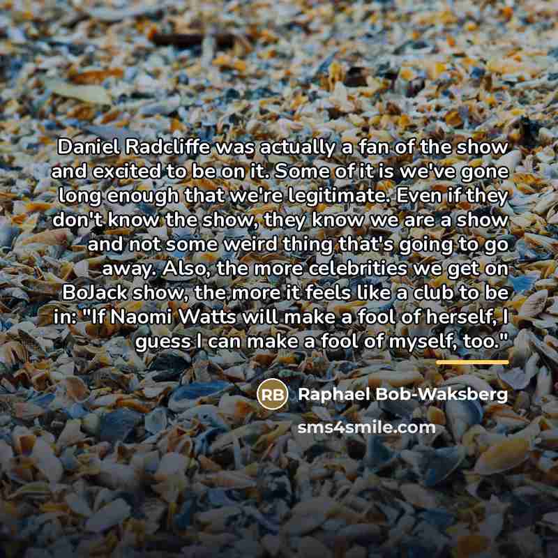 “Daniel Radcliffe was actually a fan of the show and…” quote by Raphael Bob-Waksberg