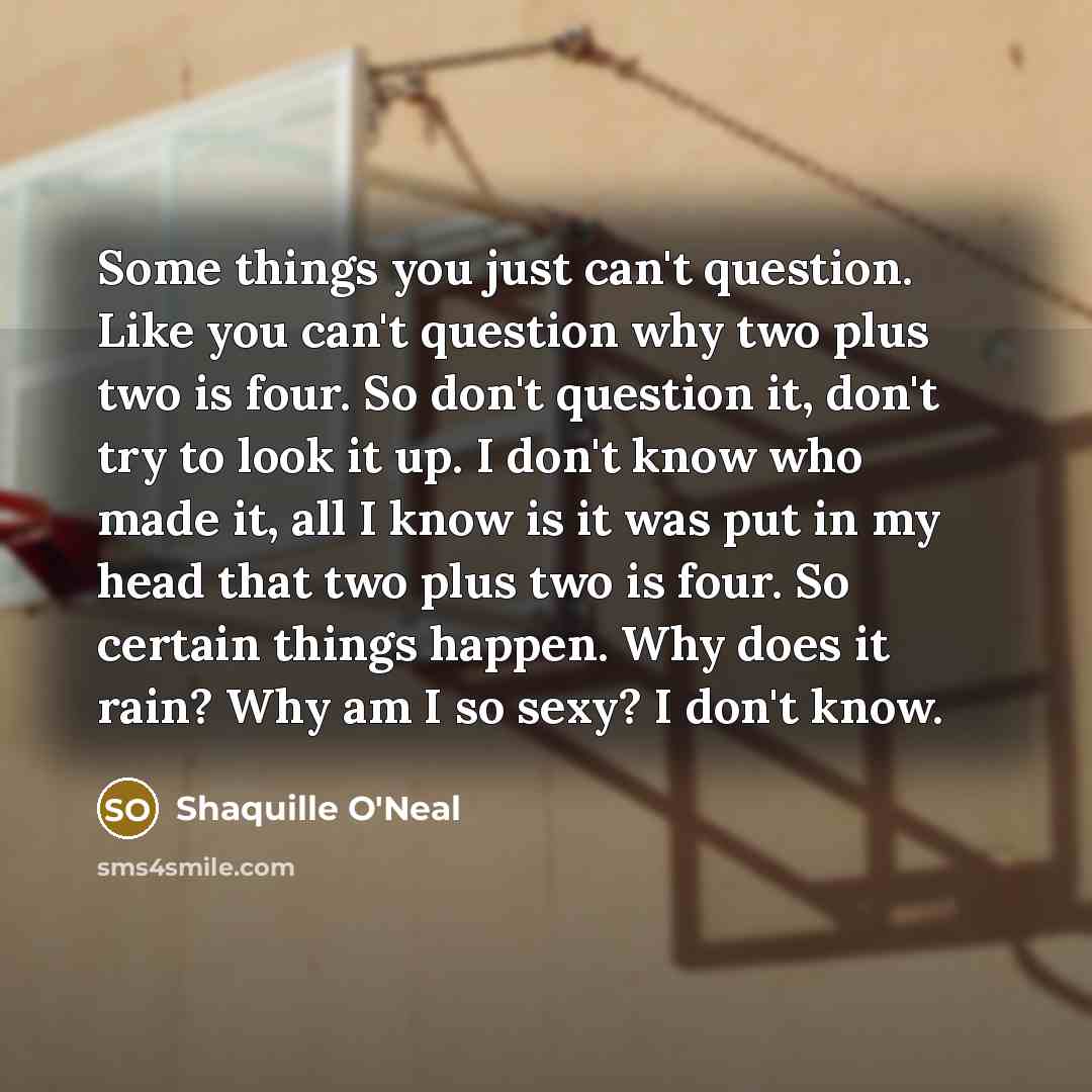 “Some things you just can't question. Like you can't question…” quote by Shaquille O'Neal